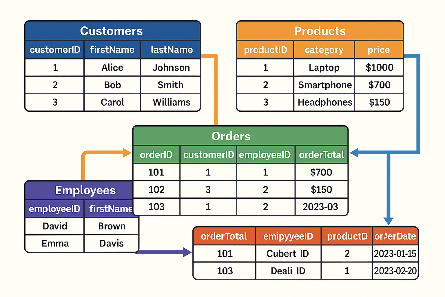 Populated Tables